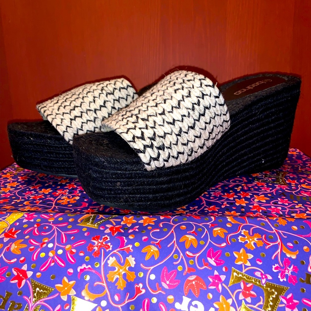 Boohoo Woven Peep Toe Platform Espadrilles